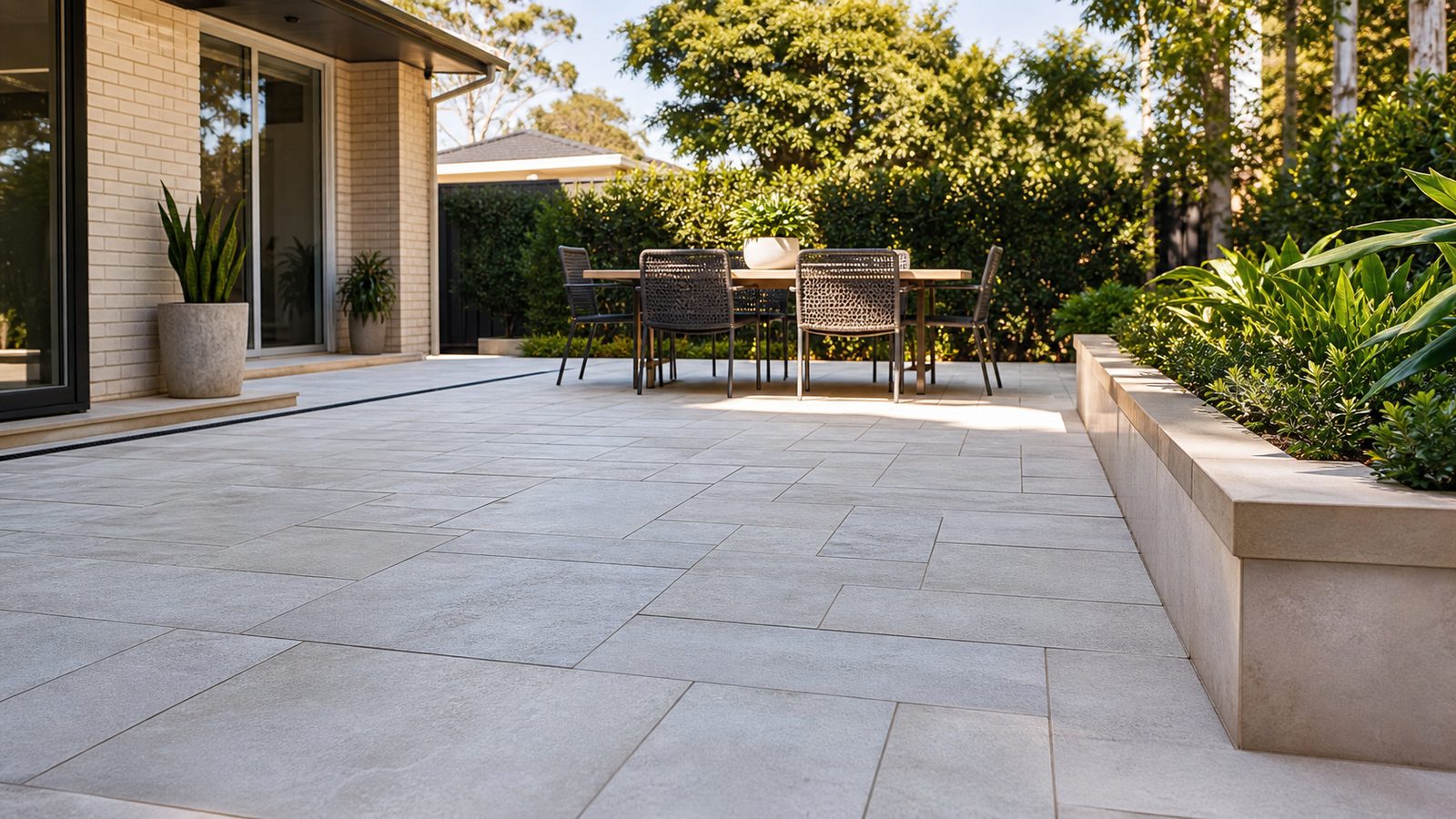 Completed paved patio and entertaining area